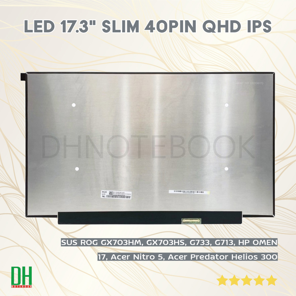 หน้าจอ LCD 17.3 นิ้ว NE173QHM-NY6 V8.2 QHD สำหรับ ASUS ROG GX703, G733, HP OMEN 17, Acer Nitro 5, Predator Helios 300