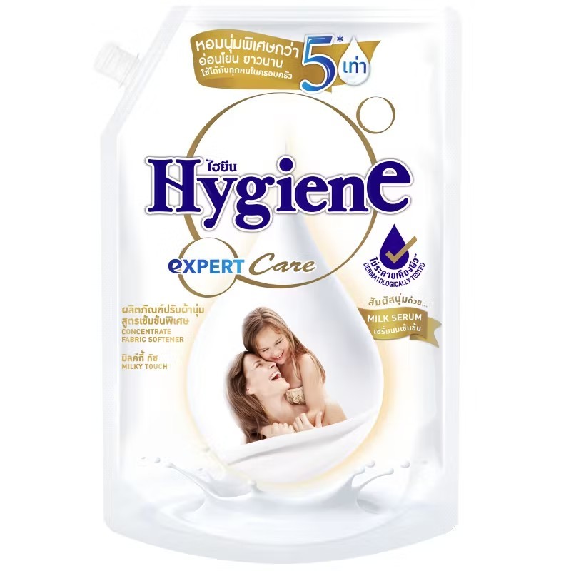 ไฮยีน น้ำยาปรับผ้านุ่มมิลค์กี้ทัช 1ลิตร Hygiene Fabric Softener Milky Touch 1ltr.