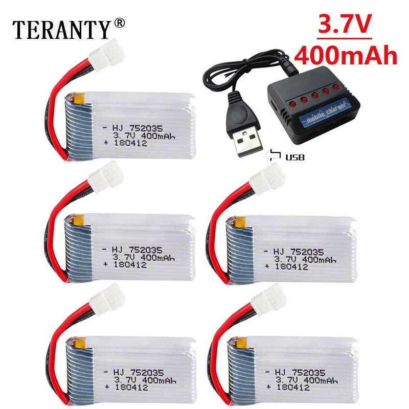 3.7V 400mAh 35C Lipo Battery and Battery charger for X4 H107 H31 KY101 E33C E33 U816A V252 H6C RC Qu