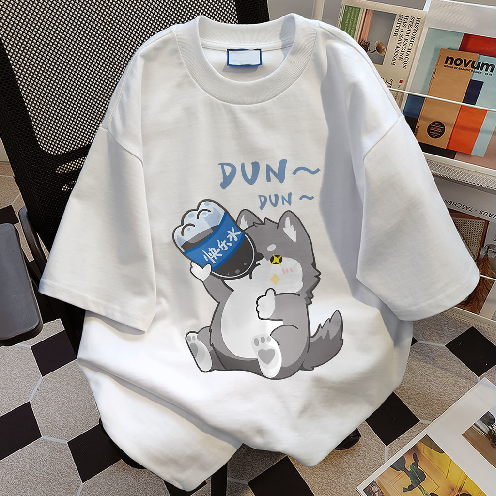 TIHIK เสื้อยืด oversize เสื้อยืดลายแมว ผ้าฝ้าย100 น่ารัก ลายการ์ตูน ไซซ์ S-2XL I000491
