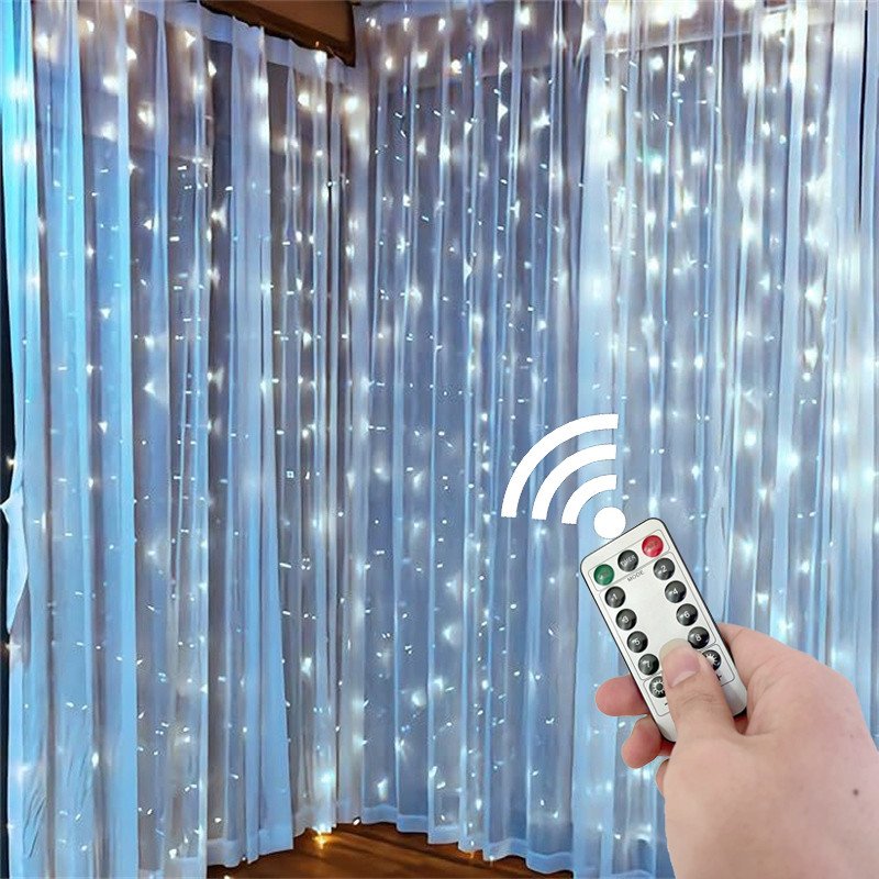 3m USB ผ้าม่าน String ไฟ 2025 ปีใหม่ Party Decor พวงมาลัย LED Fairy Light 8 โหมดคริสต์มาส Home Holiday งานแต่งงานตกแต่ง