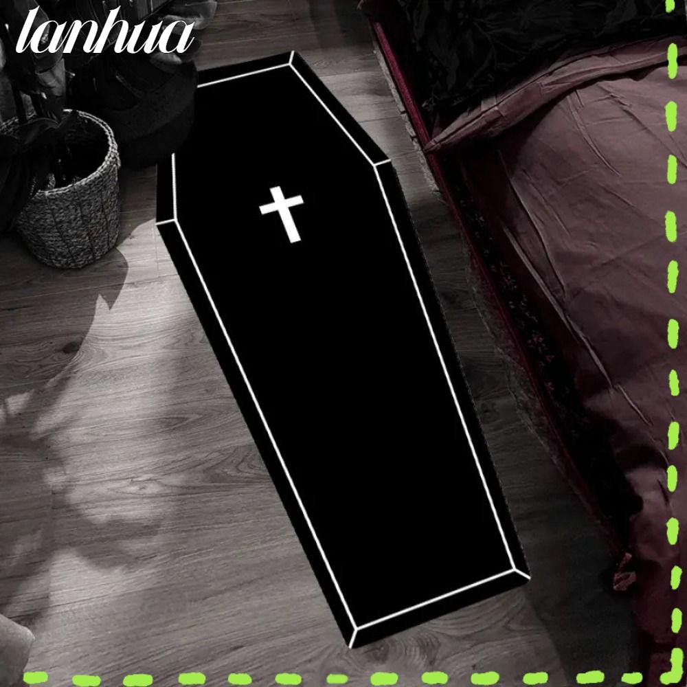Lanhua ฟักทองพรม, ลื่นแมงมุมอาบน้ําเสื่อดูดซับ,ล้างทําความสะอาดได้ฮาโลวีนการ์ตูน Gothic Bats โลงศพเสื่อห้องน้ํา