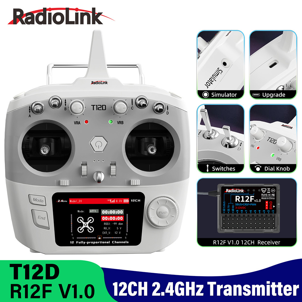 Radiolink T12D 2.4Ghz 12 Fully-proportional Channels Transmitter พร้อมตัวรับสัญญาณ R12F รีโมทคอนโทรล