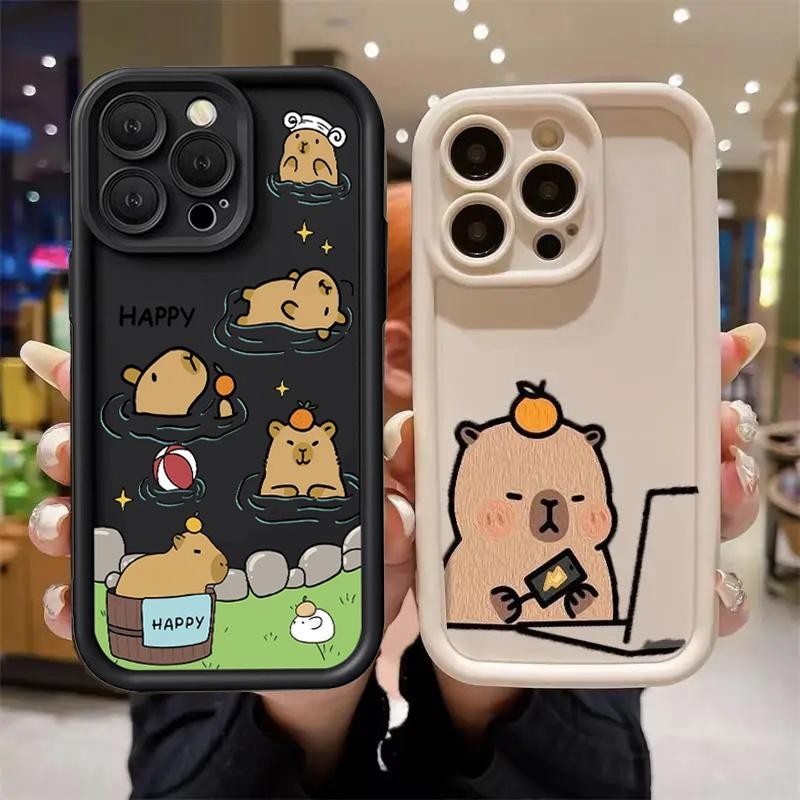 ตลกอาบน้ํา Capybara เคสโทรศัพท์สําหรับ Xiaomi Redmi หมายเหตุ 13 A3 Pro 12 11 Plus 13C 12C 9C 9A กรณีนุ่มน่ารัก Anti-Knock Shell ซิลิโคน Matte