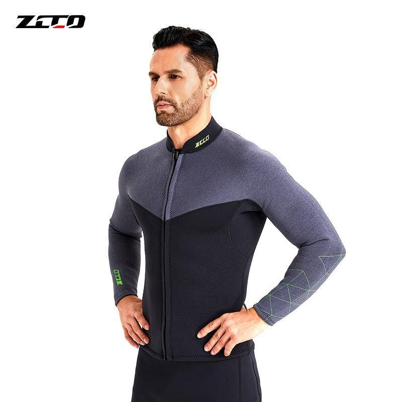 พร้อมสต็อก ZCCO 3MM มิลลิเมตรดําน้ําด้านบนกางเกงดําน้ําผู้ชาย นีโอพรีน สองชิ้นอบอุ่นด้านหน้าซิปเอว เชือกรูด ออกแบบกลางแจ้งท่อง - รูปที่ 4