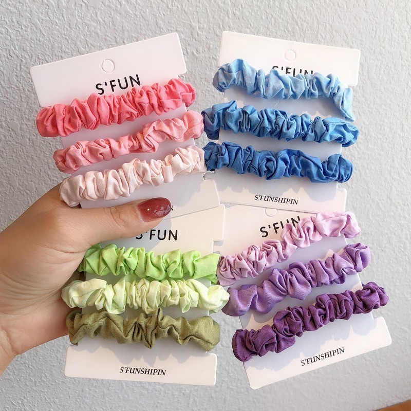 ยางรัดผมสีสันสดใส มี3 ชิ้น Scrunchies