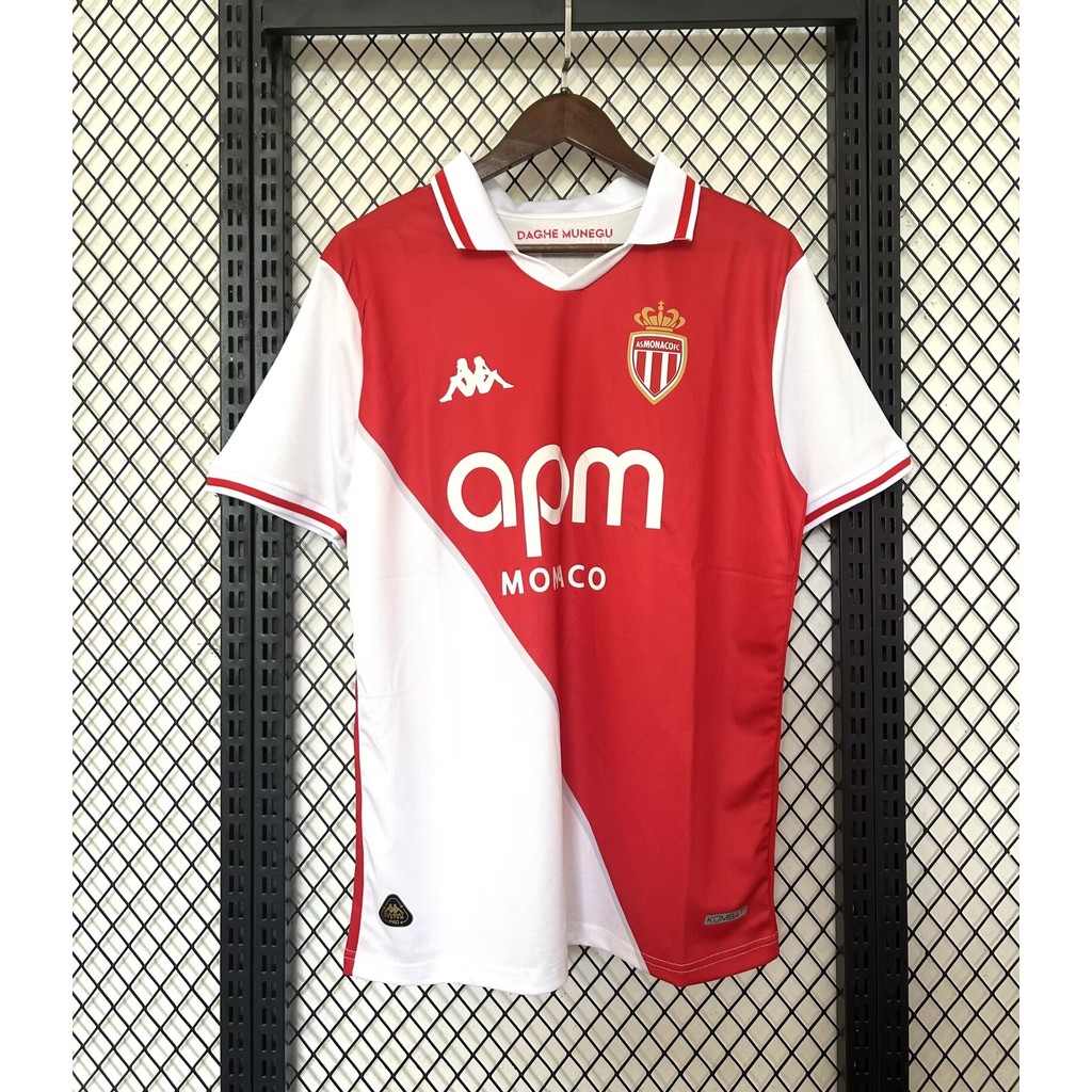 2425 โมนาโก เสื้อยืดฝึกซ้อมเหย้า อ่า.+เสื้อยืดฟุตบอลด้านบนเสื้อแขนสั้น