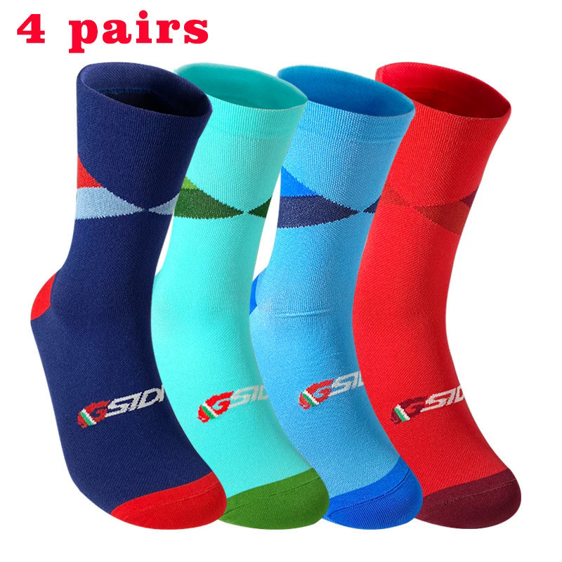 4 pairs Team Cycling Socks Professional Sports Bike Socks High Quality Running Socks Basketball Sock
