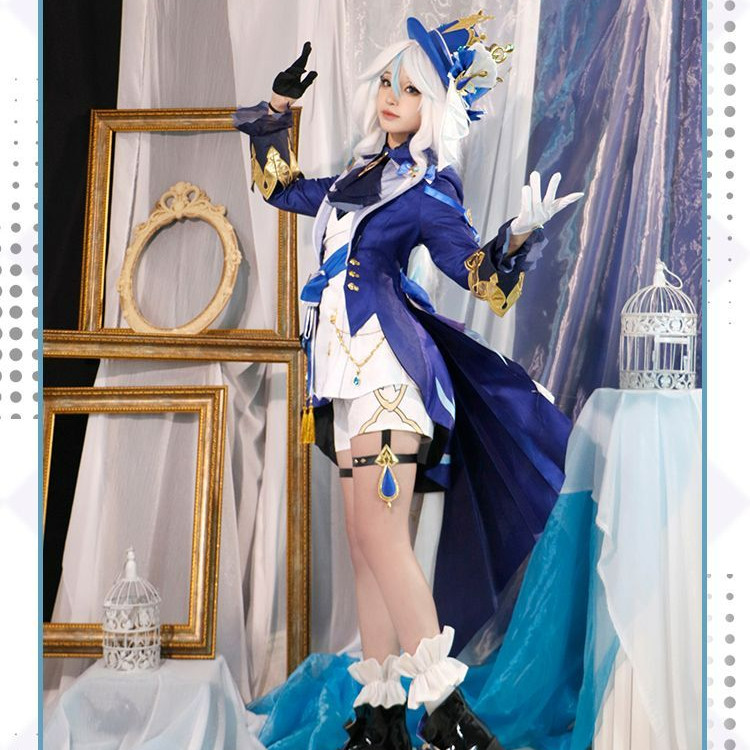 Genshin Impact Fontaine เทพแห่งน้ำ Furina Focalors cosplay ชุดเต็ม เสื้อผ้า