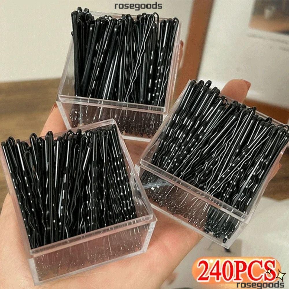 ดอกกุหลาบ 60/240ชิ้นกิ๊บติดผมผู้หญิง,กิ๊บสีดํารูปตัวยูคลื่น,ที่คาดผมแบบใช้แล้วทิ้งที่มองไม่เห็น