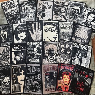 ตัวรีดติดเสื้อ วงดนตรี ร็อค วินเทจ พังค์ ผ้าแคนวาสพิมพ์ลาย ต…