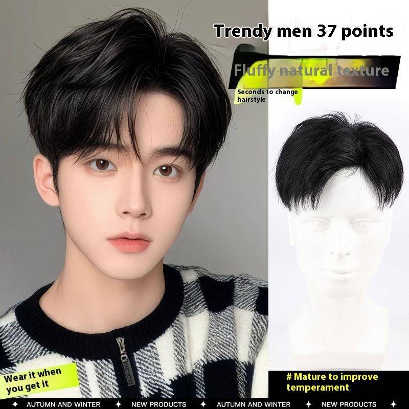 100% ผมมนุษย์ผู้ชาย ผมปลอม แฟชั่นและหล่อสไตล์ชิ้นผมระบายอากาศสุทธิผมเปลี่ยนสีธรรมชาติวิกผมสั้นสําหรับผู้ชาย