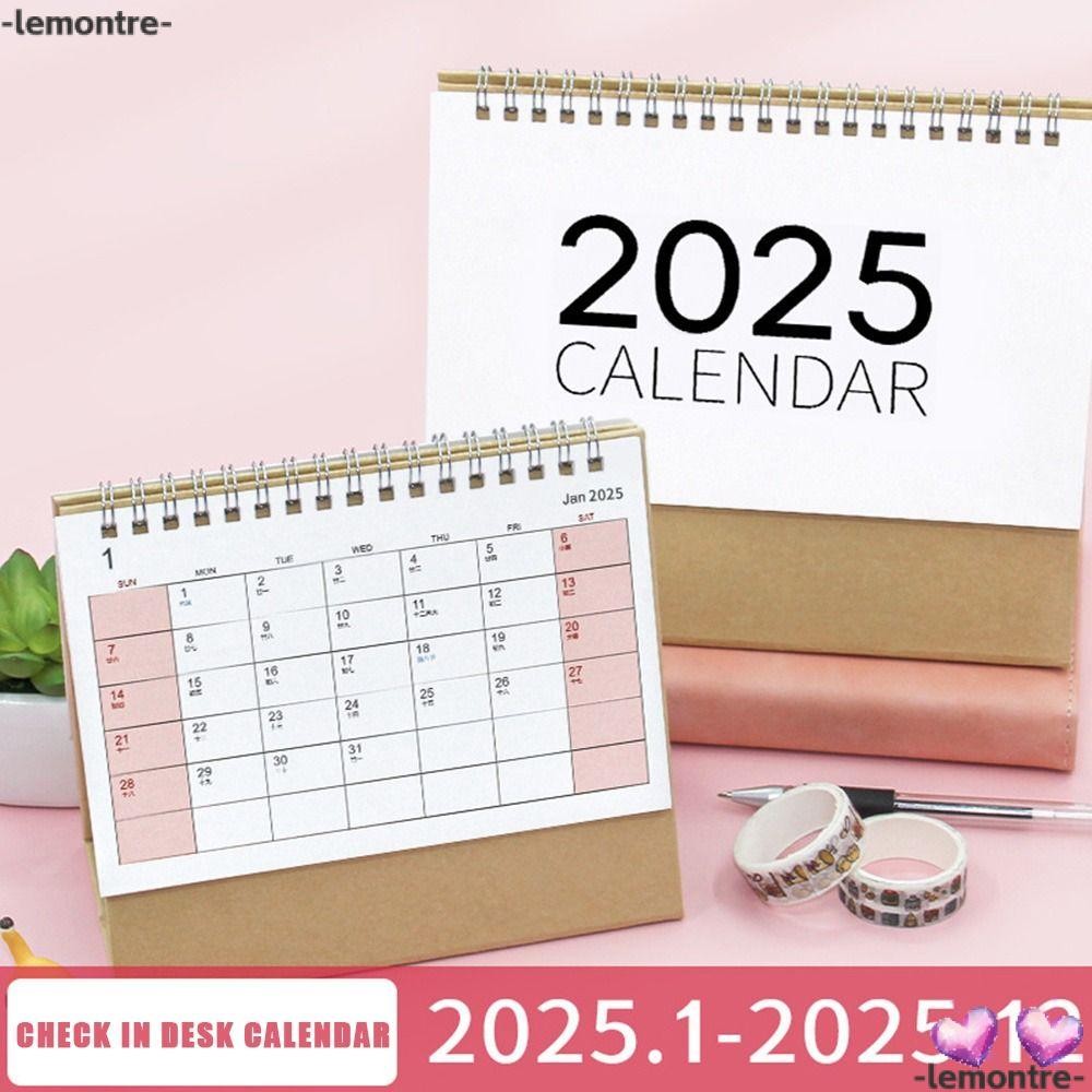 Lemontre ปฏิทินตั้งโต๊ะกระดาษ 2025 Home Decor Planner Scheduler แฟชั่นรายปี Notebook Multi-function Agenda Organizer Home Office