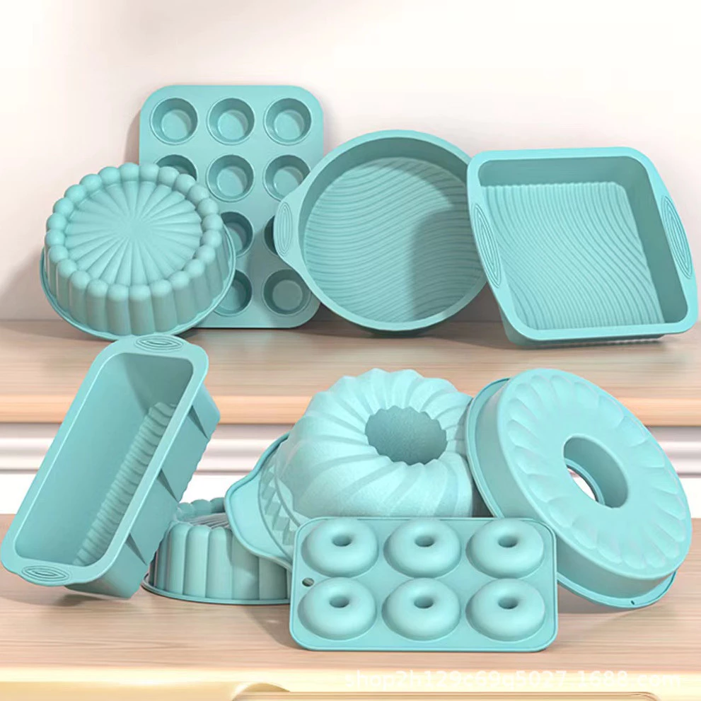 ซิลิโคนเบเกอรี่แม่พิมพ์ Fluted รอบเค้ก Pan Non-Stick Bundt รูปแบบ Jello Buntcake เจลาติน Loaf ขนมปัง Mould