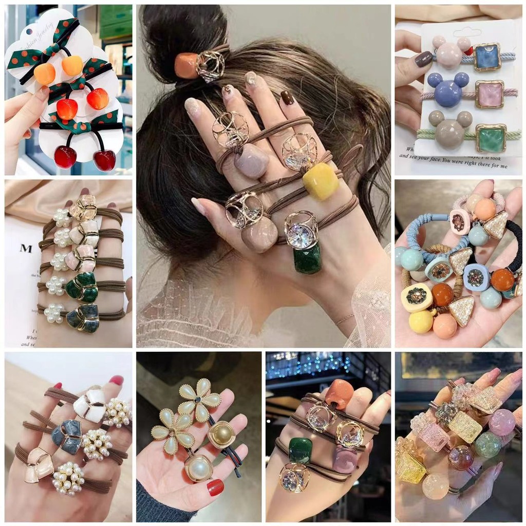 happy girl555: ยางรัดผมพลอย น่ารัก สไตล์เกาหลี เครื่องประดับผม TQ444 Cute Korean style hair band, hair accessories