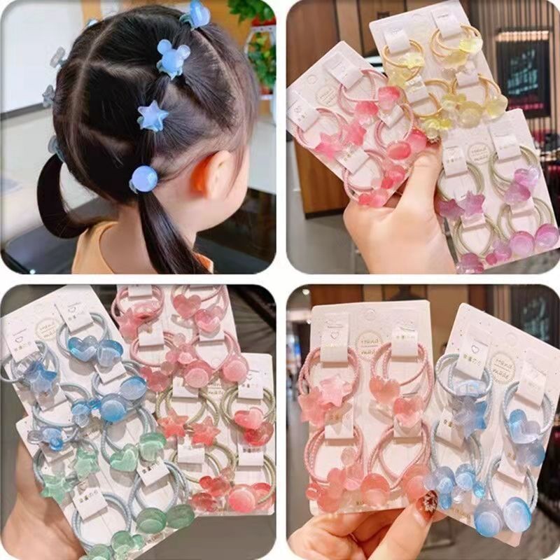 8ชิ้นรูปแบบใหม่ผูกผมยางรัดขนาดเล็กเชือกผมการ์ตูนน่ารักหัวเชือกเจ้าหญิงเวอร์ชั่นเกาหลีเด็กผูกผม