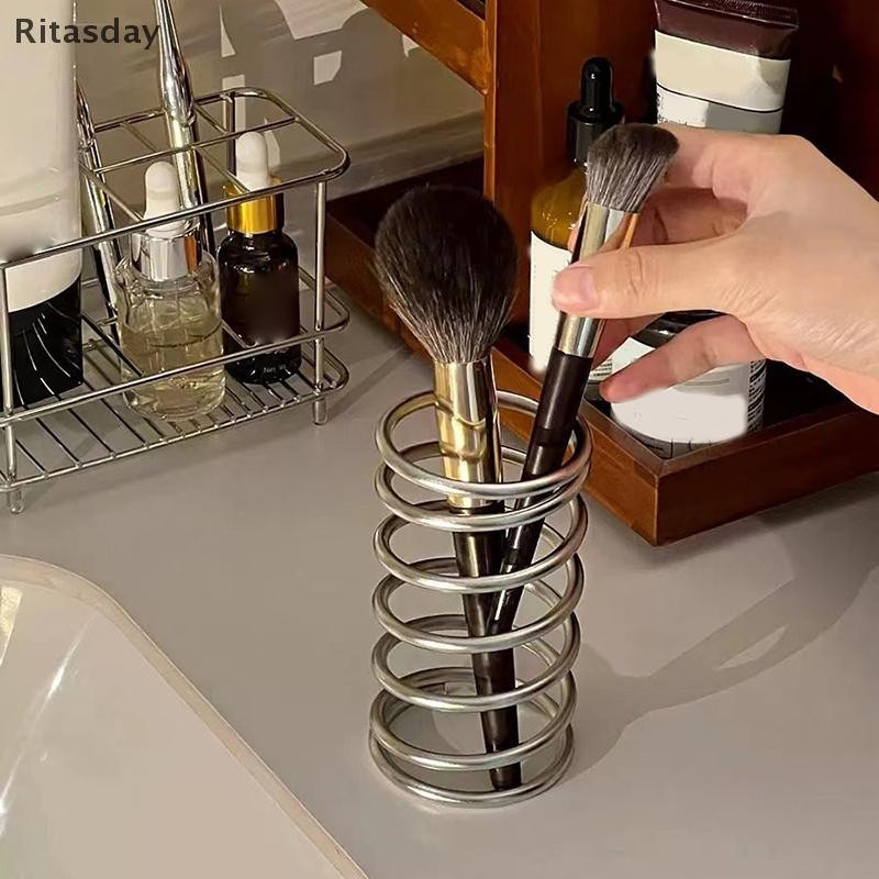 Ritasday โลหะ Desktop Storage Rack แปรงสีฟัน/แปรงแต่งหน้า/เครื่องเขียน/บนโต๊ะอาหารตกแต่งผู้ถือ Hollow Out เครื่องประดับห้องน้ํา Accessor ใหม่