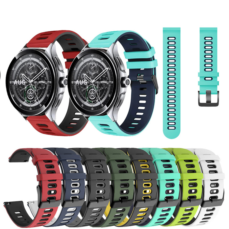 สําหรับ Redmi watch 5 Active 5lite Xiaomi watch S4 S3 S2 S1 นาฬิกา 2 2 pro สายซิลิโคนสายรัดข้อมือกีฬาสายสีคู่