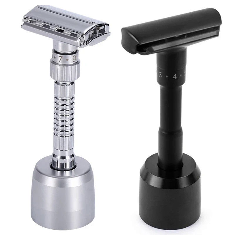 Double Edge Safety Razors Men Shaving Butterfly Open Razor Black Handle Women Razors Reusable Manual