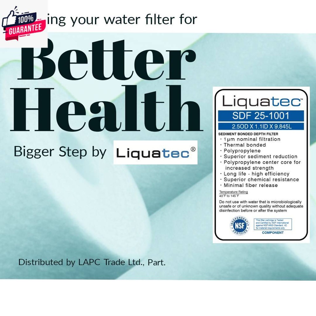 Liquatec ไส้กรองน้ำดื่ม PP ขนาด 10 นิ้ว ความละเอียด 1 ไมครอน µm