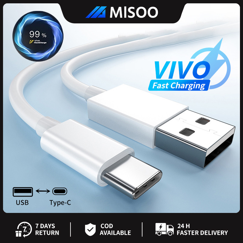 Vivo Fast ชาร์จประเภท C สายเคเบิลข้อมูล USB 1M/2M สําหรับ Android vivo Y11 Y03 Y15S Y28 Y20i V40 Y11