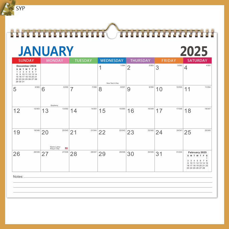 2025 ปฏิทินติดผนังสําหรับตู้เย็นโรงเรียนนํากลับมาใช้ใหม่ฉีกขดลวดเปิดหน้ากระดาษออกเดท shaoyip