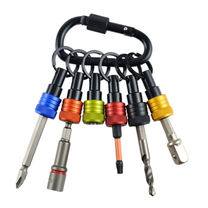 TREA 6 ชิ้นผู้ถือบิตพวงกุญแจ 1 4 นิ้ว Hex Shank ไขควงคลิปบิตสําหรับเจาะบิต