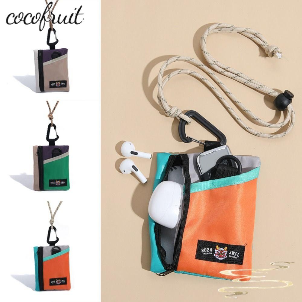 กระเป๋าใส่เหรียญ COCOFRUIT, กระเป๋าใส่เหรียญเชือกเส้นเล็กสายคล้องคอการ์ตูน, มินิคีย์ไนลอนเด็ก