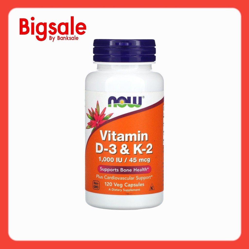 NOW Foods, Vitamin D-3 & K-2, 120 Veg Capsules