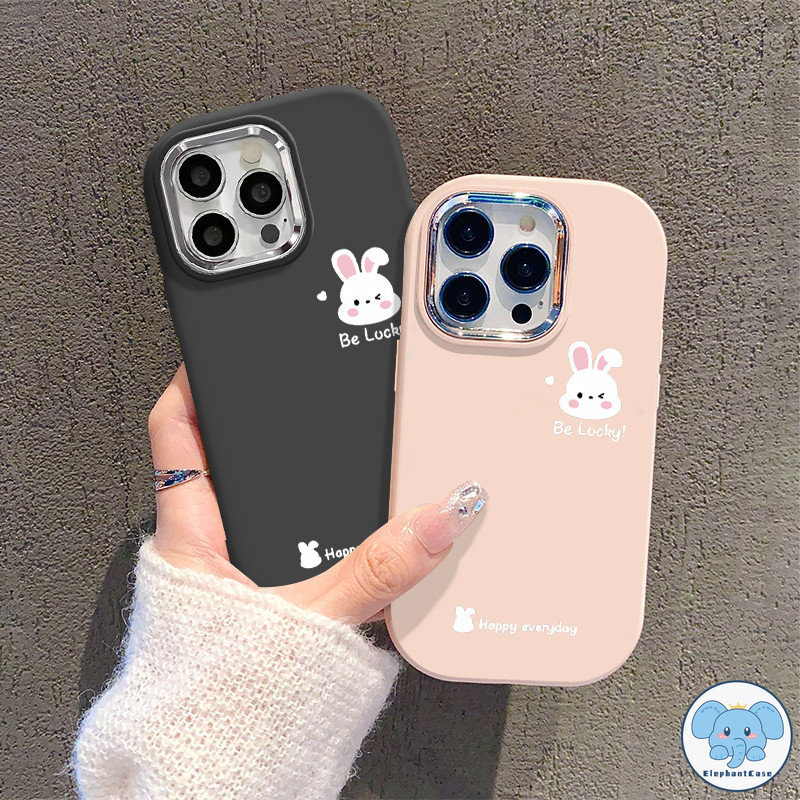 กระต่ายน่ารักเลนส์โลหะเข้ากันได้ เคสไอโฟน 13 16 11 12 14 13 15 11 16 Pro Max 7 11 14 Max XR XS X Plus SE 2020 เคส