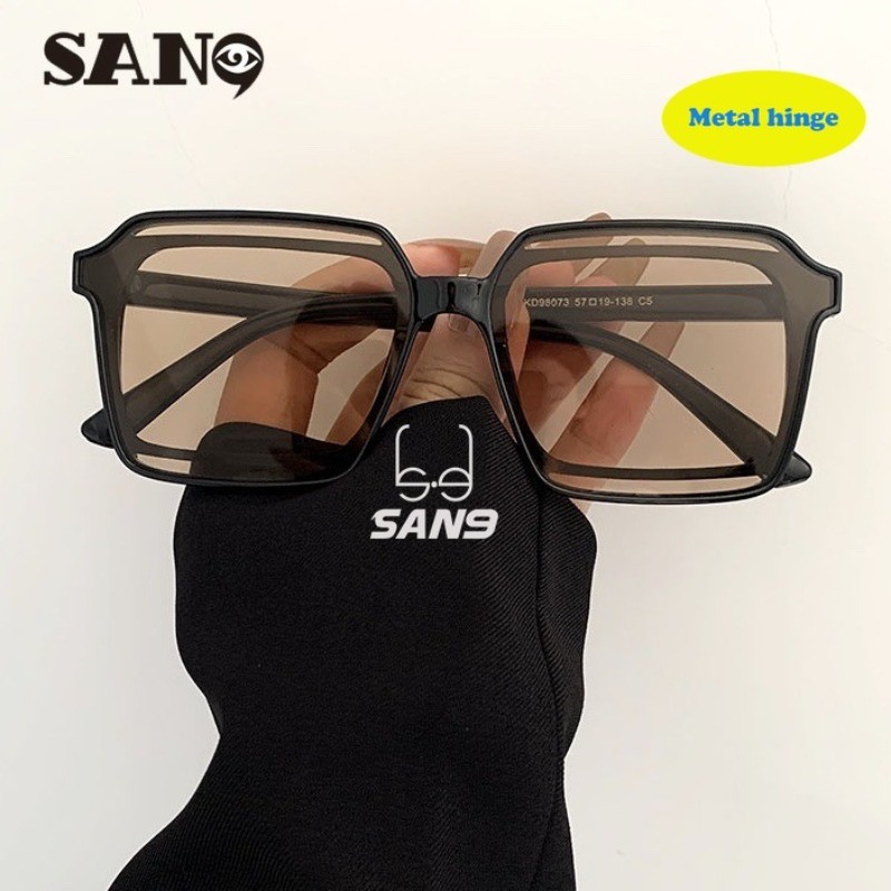 บานพับโลหะcod (San9) แว่นกันแดดแฟชั่น Retro Square Hollow สําหรับผู้หญิง Unisex