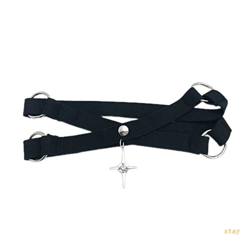Stay ผู้หญิงยืดหยุ่นต้นขา Garter เข็มขัด Star จี้ Gothic Punk Crosses สายรัดขา