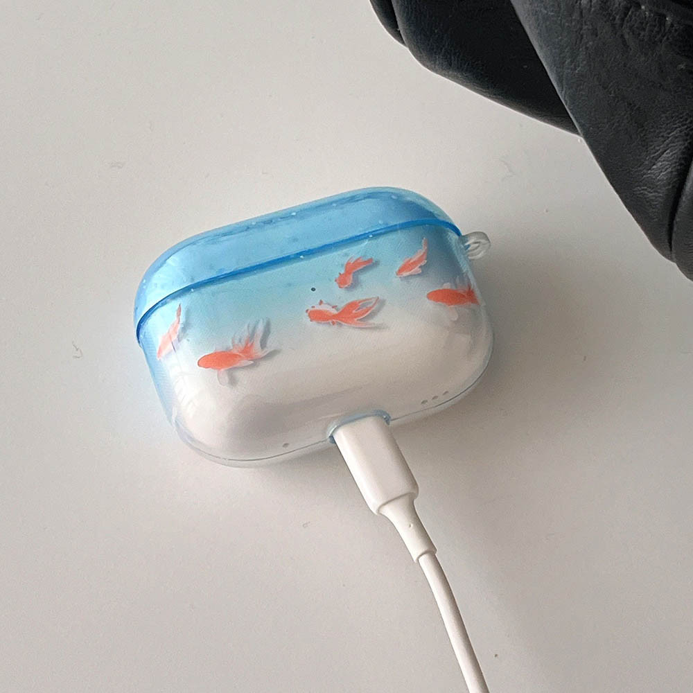 Lucky Fish หูฟังพวงกุญแจสําหรับ AirPods 4 2024 Clear Gradient Blue Goldfish สําหรับ Airpods 1 2 3 4th Pro Pro2 Pro3 2025 กรณีป้องกัน - รูปที่ 7