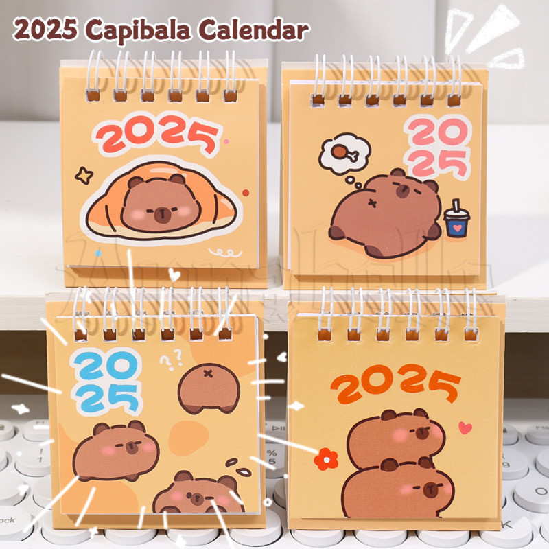 1/2 ชิ้น 2025 ปฏิทินตั้งโต๊ะ คาปิบาระ - ถึง ทํา รายการ หนังสือ สมุดบันทึก -การ์ตูนเครื่องใช้สํานักงาน - ยืนขดลวดพลิกกว่าปฏิทิน - เครื่องประดับเดสก์ท็อป - รายวันรายเดือนตารางวางแผน