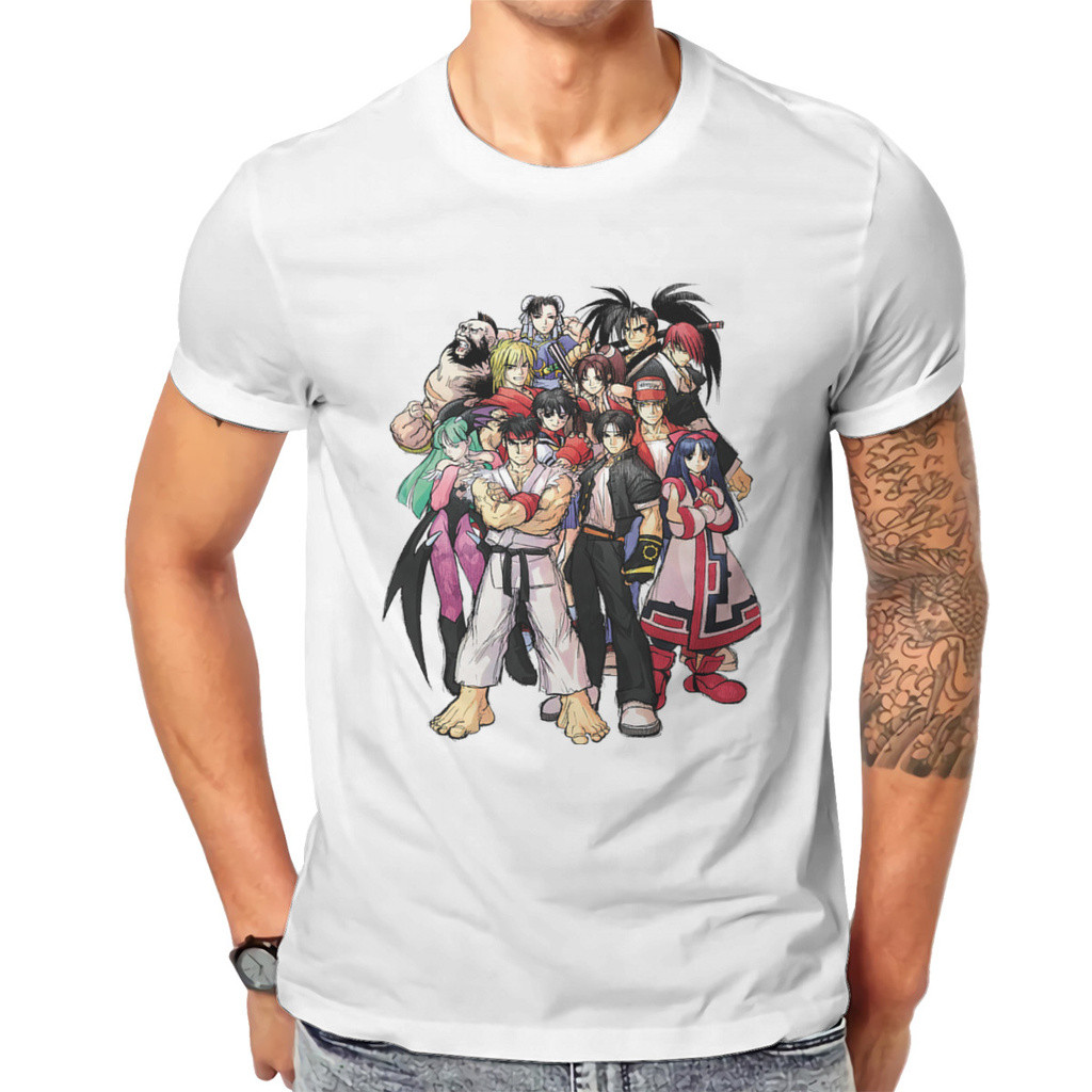 เสื้อผ้าผู้ชาย King of Fighters Rugal Bernstein Terry เกมต่อสู้ TShirt เสื้อยืดสีแดง Millennium ผู้ช