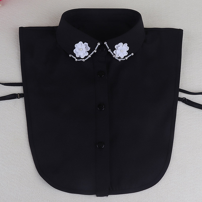 ฤดูใบไม้ร่วงใหม่เสื้อคอปลอมผู้หญิงปกปลอมลูกปัดดอกไม้เสื้อปกปลอมแฟชั่นผู้หญิงเสื้อกันหนาวตกแต่ง spq2