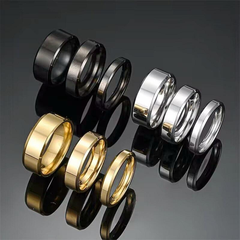 4mm6mm8mm Double Beveled Glossy แหวนสแตนเลสแหวนเหล็กไทเทเนียม