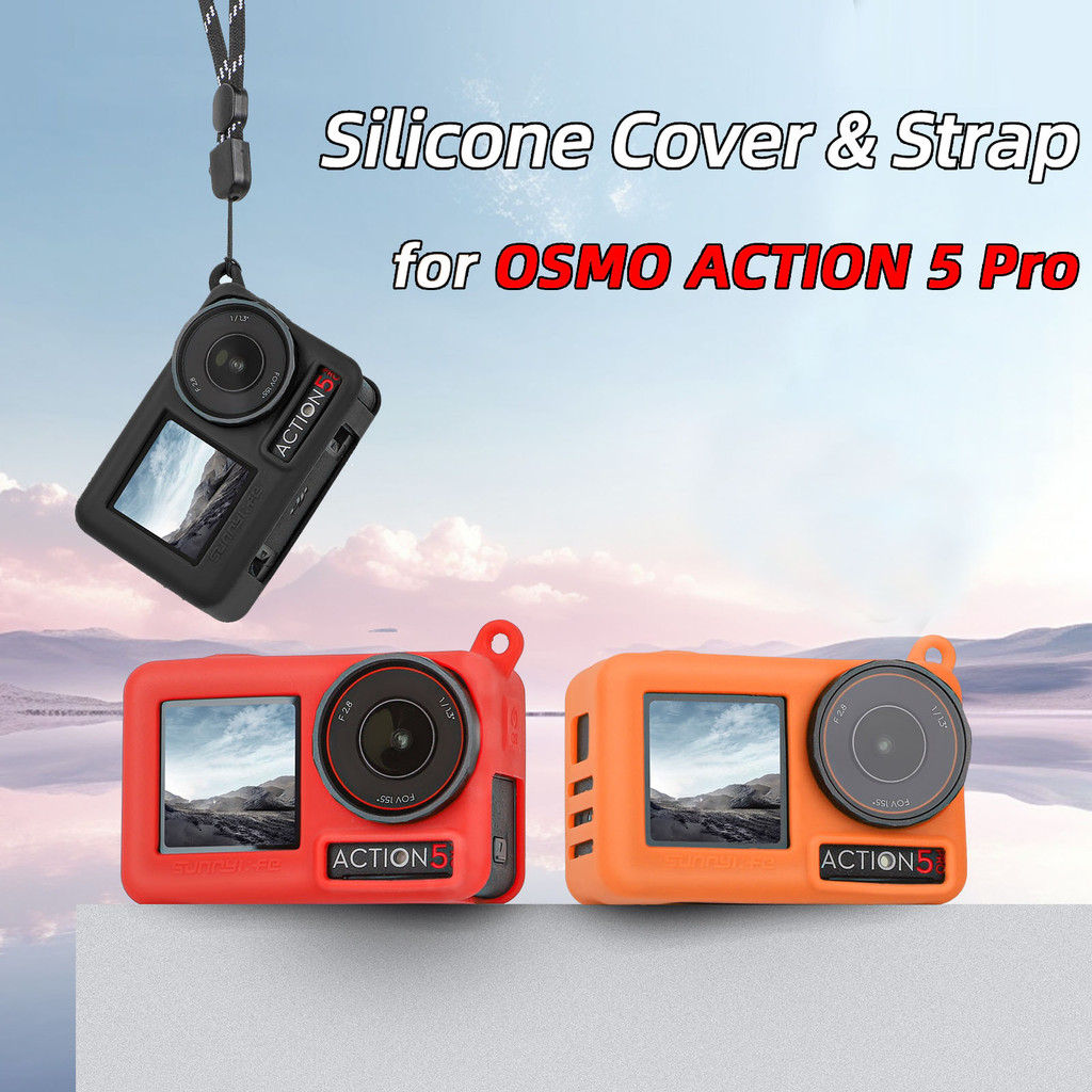 สําหรับ DJI OSMO ACTION 5 Pro ฝาครอบป้องกันซิลิโคน 5 Pro ฝาครอบเลนส์กีฬาอุปกรณ์เสริมเชือกกล้อง