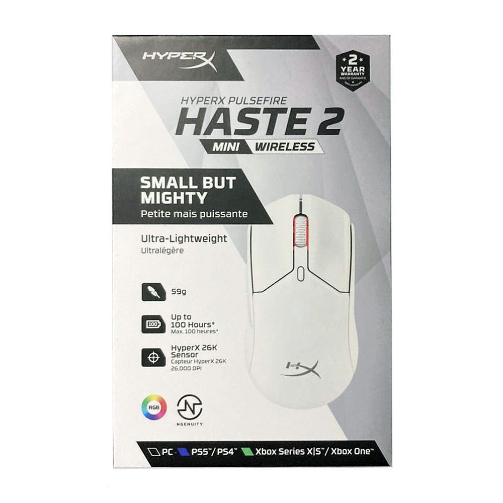 HyperX Pulsefire Haste 2 Mini Wireless Gaming Mouse ( White ) 7D389AA, 26000 DPI
