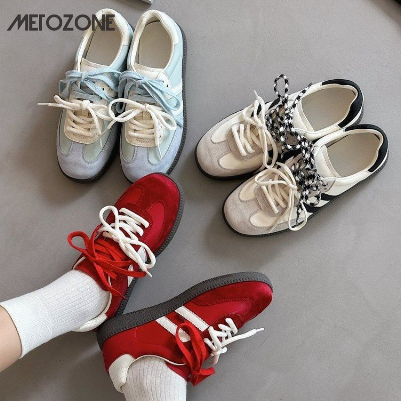 MeTozone รองเท้าลําลองผู้หญิง ใหม่ แฟชั่น เวอร์ชั่นเกาหลี อเนกประสงค์ แพลตฟอร์ม แต่เพียงผู้เดียว นักเรียน รองเท้าผ้าใบสีบล็อก
