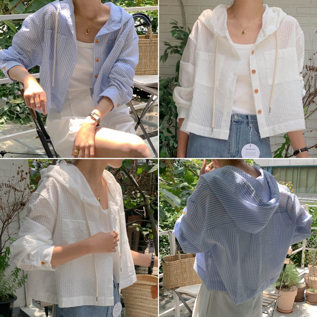 Hotgirl พร้อมส่ง✨เสื้อคลุมแขนยาวผู้หญิง เสื้อฮู้ดสวยๆ ดีไซน์เก๋ไก้ลายทาง รุ่นใหม่ล่าสุด น่ารัก