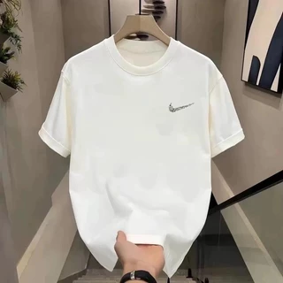 2024 แนวโน้มการออกแบบใหม่พิมพ์เสื้อยืด ผ้าฝ้าย 100% 200 กรัมน้ำหนักปอนด์แขนสั้นผู้ชายผู้หญิงคู่เสื้อระบายอากาศสบายสบาย ๆ