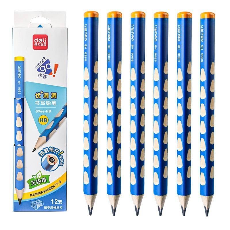 Deli Hole Pencil/HB Thick Rod/2B Hole Pen/นักเรียนชั้นประถมศึกษาปลอดสารพิษที่ถูกต้อง Grip Hole Pencil