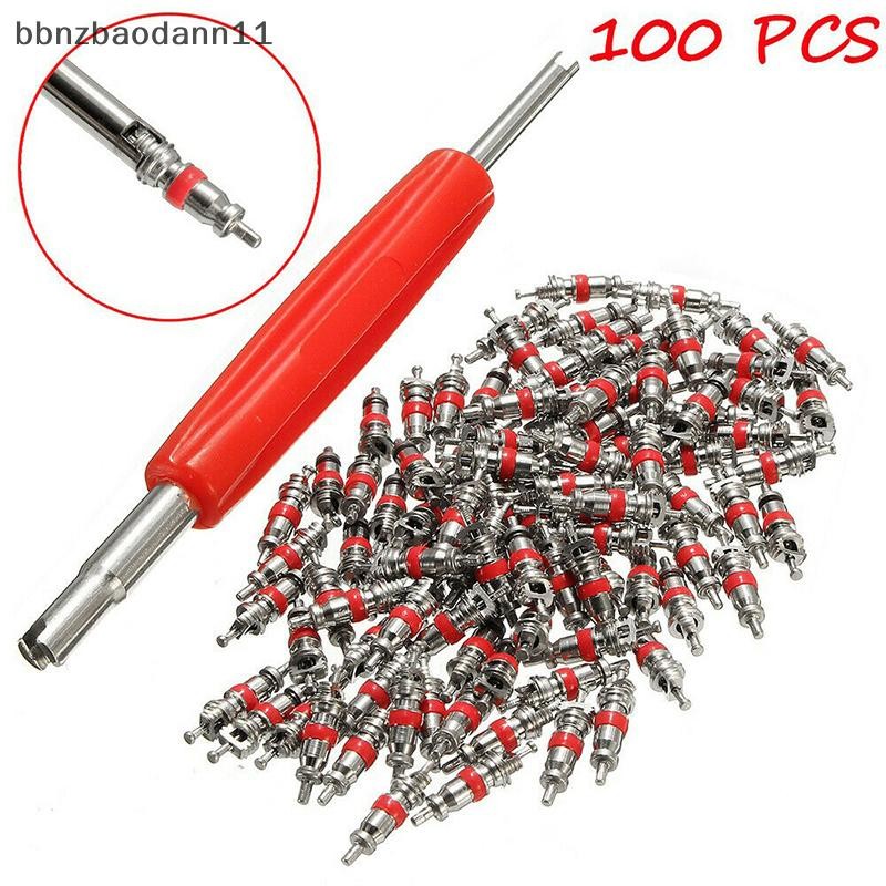 [BBNZDD] 100 ชิ้นรถบรรทุกเปลี่ยนยาง Tyre วาล์ว Stem Core Part พร้อมประแจ BVAH