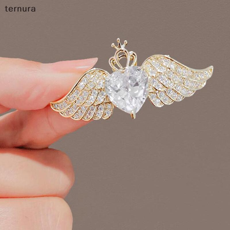 Ternura Angel Wing เข็มกลัดคริสตัล All-match ขนาดเล็กสด Corsage Collar Pin เสื้อสูท Pin กระเป๋าชุด Lapel Pin อุปกรณ์เครื่องประดับใหม่