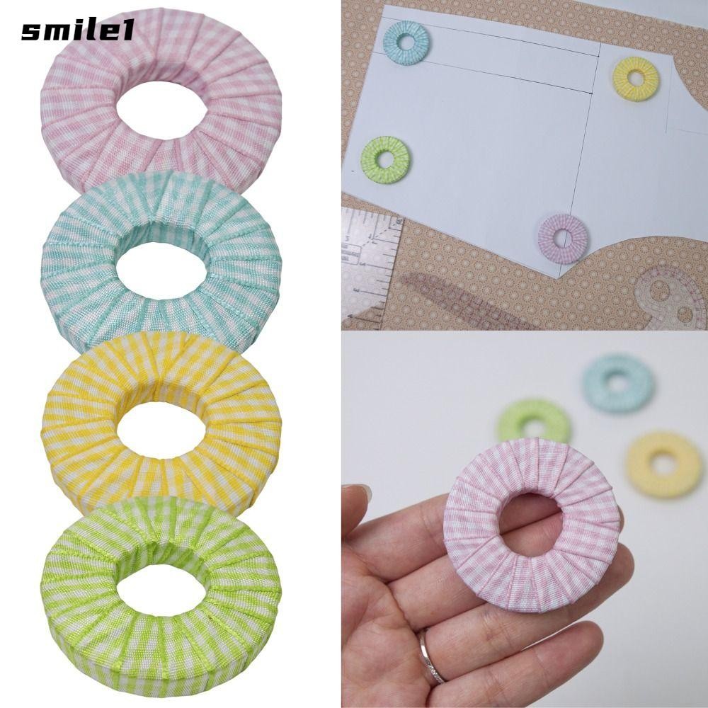 Smile 4 ชิ้นผ้ารูปแบบผ้าน้ําหนัก,ชุดทําเครื่องมือทําด้วยมือโลหะกระดาษตัดน้ําหนัก,รอบตัดเย็บ Quilting Crafting กด Quilting เครื่องมือ