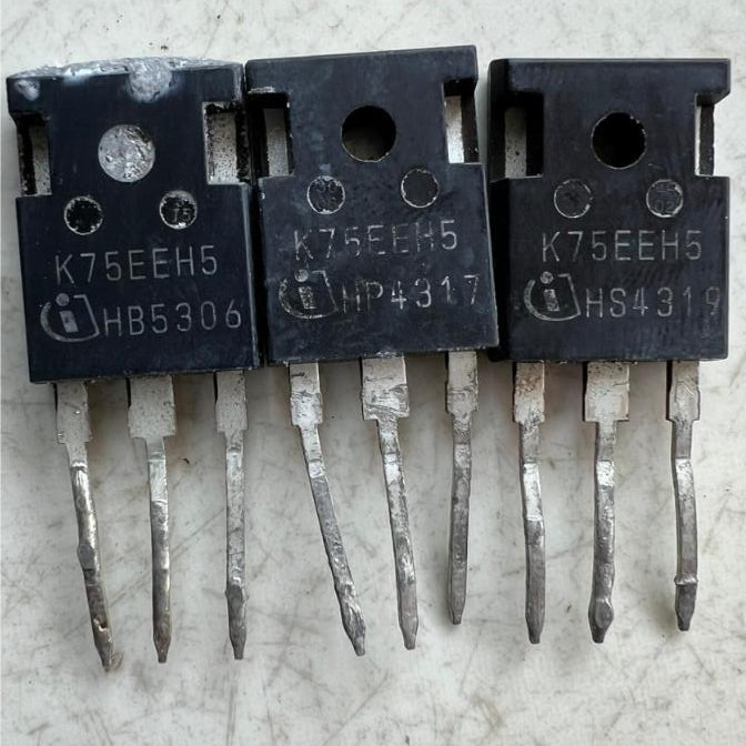 IGBT ส่วนประกอบ K75EEH5, K75MHC3 (แยกชิ้นส่วน) 90A - 650V พร้อมขาเกลียวยาว ไม่มีพิน