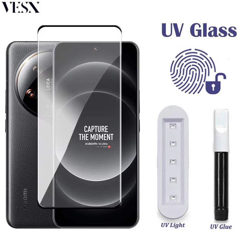 ฟิล์มกระจกกาว UV รุ่นใหม่ล่าสุด แบบจอโค้ง Xiaomi Mi 14 13 Lite 12 12s 12x 11 10 Ultra 10s Civi 4 3 2 1s Pro 4G 5G 2024