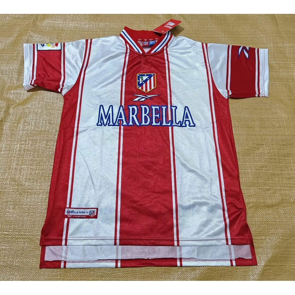 1999-00 แอตเลติโก มาดริด บ้านฟุตบอลย้อนยุคกีฬาเสื้อยืดแขนสั้น