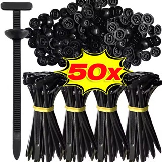 10/30/50Sets Universal Self-locking Nylon Cable Ties - สายรั…